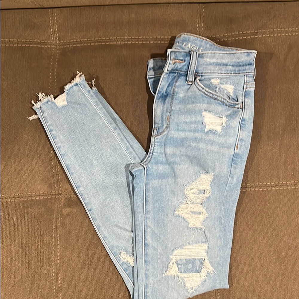American Eagle Jeans Distressed Light Blue Denim